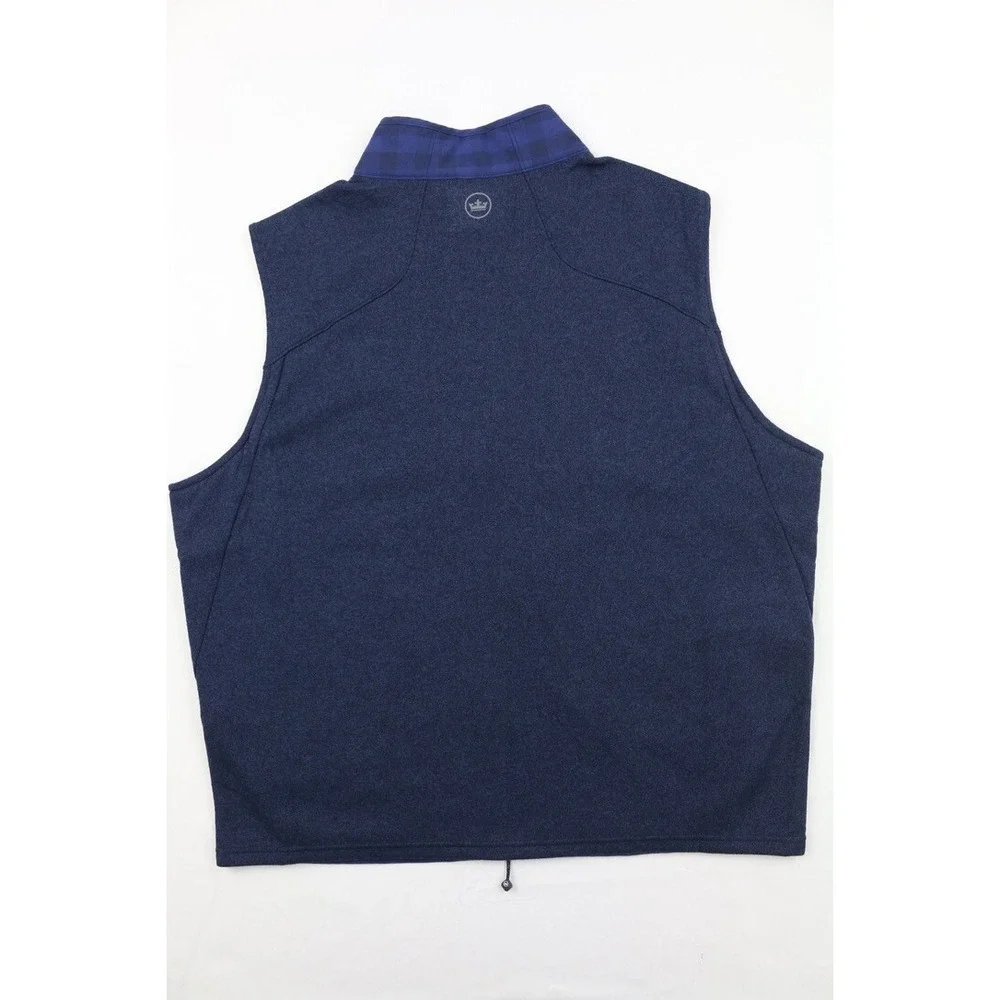 Peter Millar Vest Mens Navy Blue Fuse Elite Flannel Hybrid Performance XXL Plaid - Picture 12 of 16
